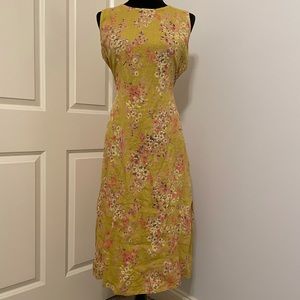 Linen Yellow Floral Dress size small